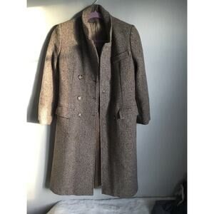 100% Wool Pea Coat Button Down Waist Sinch No Brand Long Warm Vintage